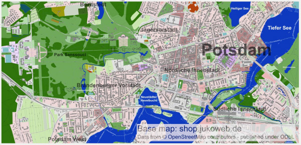 Potsdam - Vektor SVG Landkarte / Stadtplan
