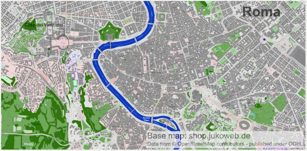 Rom / Vatikan - Vektor SVG Landkarte / Stadtplan