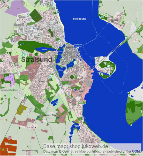 Stralsund - Vektor SVG Landkarte / Stadtplan