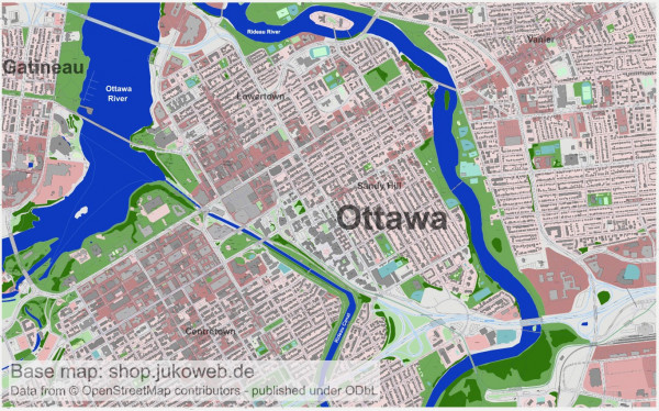 Ottawa - Vektor SVG Landkarte / Stadtplan
