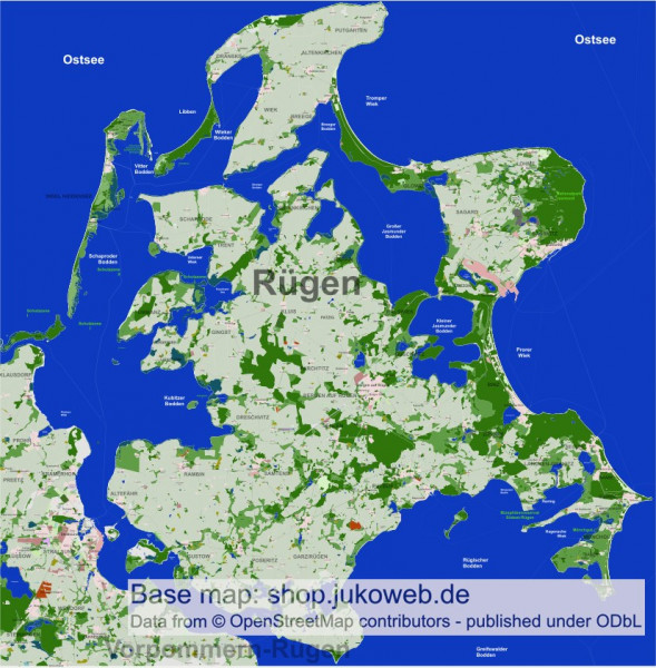 Rügen - Vektor SVG Landkarte / Insel