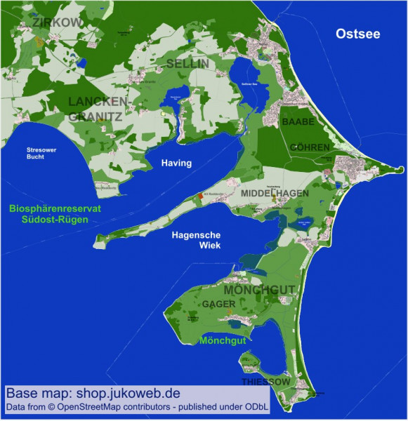 Rügen Southeast - Vector SVG map / Island