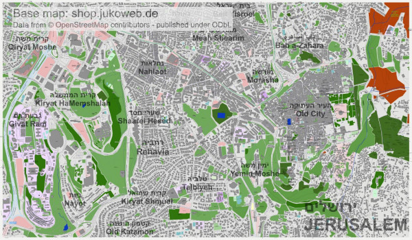 Jerusalem - Vektor SVG Landkarte / Stadtplan