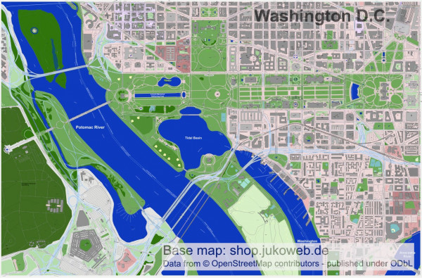 Washington D.C. - Vektor SVG Landkarte / Stadtplan